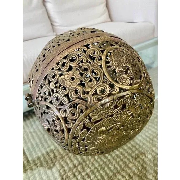 Early 20th Century Asian Brass Ball Incense Holder For Sale - Image 5 of 7