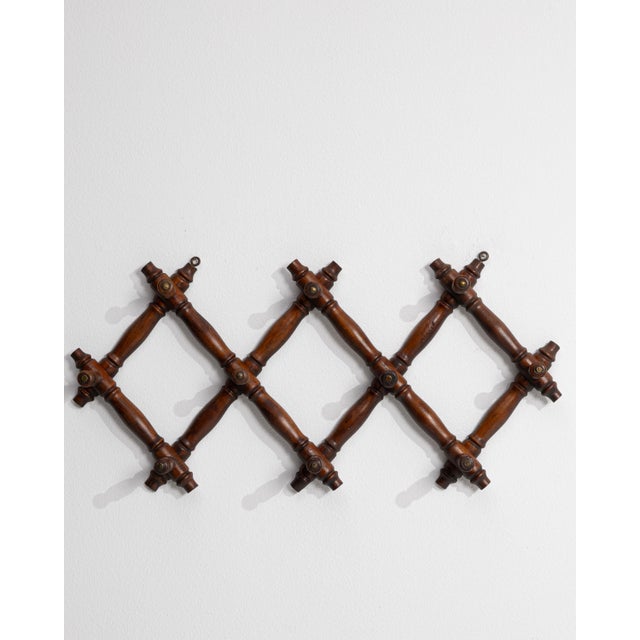 Wood Early 20th Century French Faux Bamboo Wooden Coat Hanger Rack For Sale - Image 7 of 12