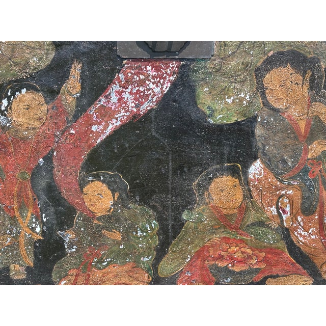 Large, beautifully built and decorated 19th C. Export Trunk. Black, Green, Red, Gold and White lacquer paint decorated on...