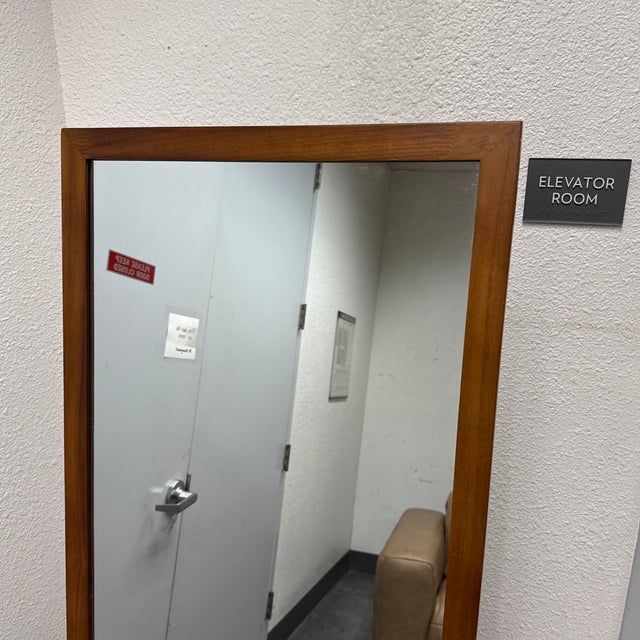 Threshold Wood Floor Mirror For Sale - Image 11 of 12