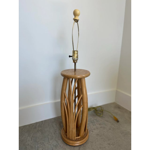 Wood 1970s Coastal Bent Bamboo Sculptural Table Lamp For Sale - Image 7 of 8