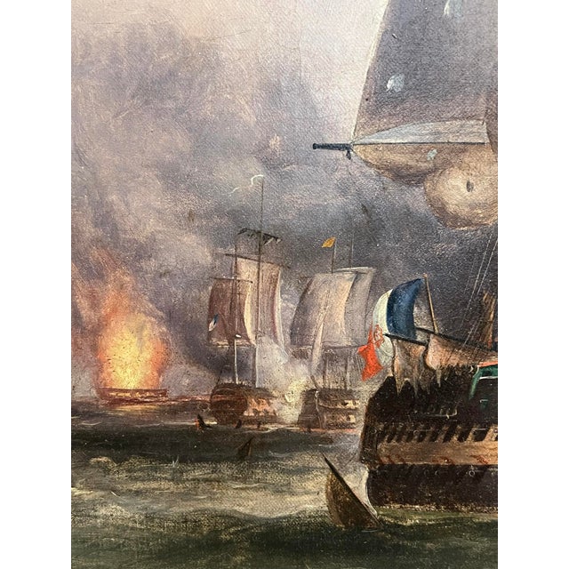 Manner of Sir George Chambers - The Battle of Trafalgar (Oil on Canvas) For Sale - Image 12 of 14