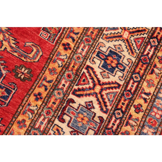 Textile Southwestern Super Kazak Red/Beige Wool Rug - 8'3'' X 9'8'' For Sale - Image 7 of 10