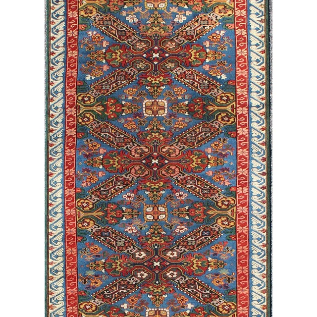 Tribal Rare Antique Seychour Caucasian Runner in Beautiful Multi Colors 3'5" X 9'2" For Sale - Image 3 of 8