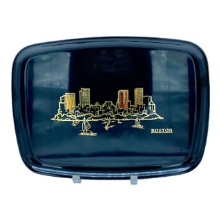 Mid 20th Century Couroc of Monterey, Boston Harbor & Skyline Tray For Sale