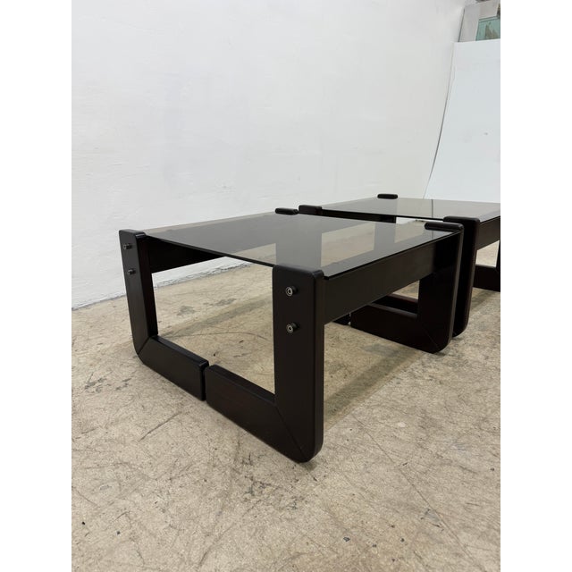 Brown Percival Lafer Mp-97 Rosewood and Smoked Glass Side Tables, 1970s - A Pair For Sale - Image 8 of 17
