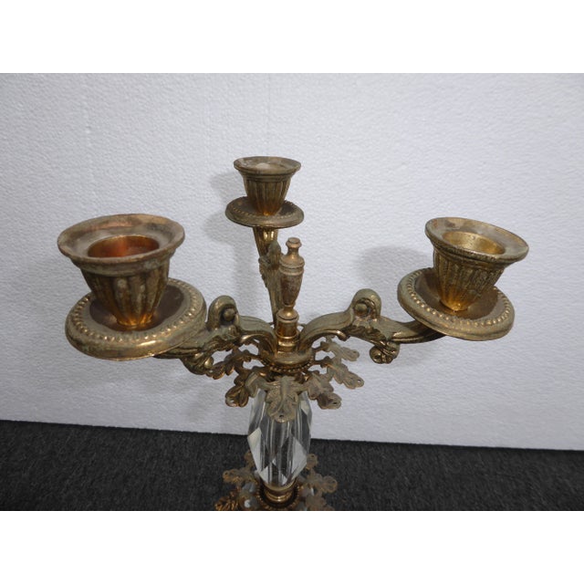French Provincial Candalabras Candle Holders W/ Crystals - a Pair For Sale - Image 10 of 13