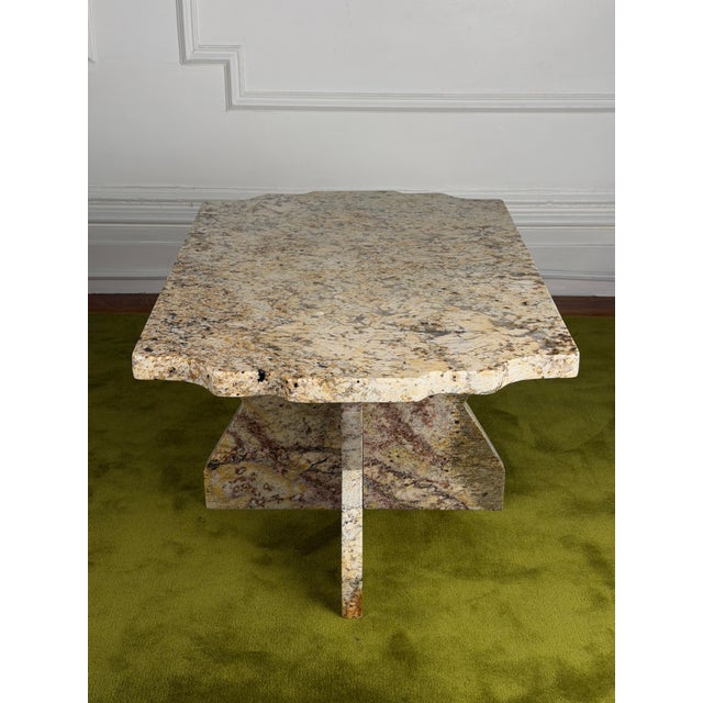 Unique Vintage Postmodern Granite Stone Coffee Table With Scalloped Edge For Sale - Image 9 of 16