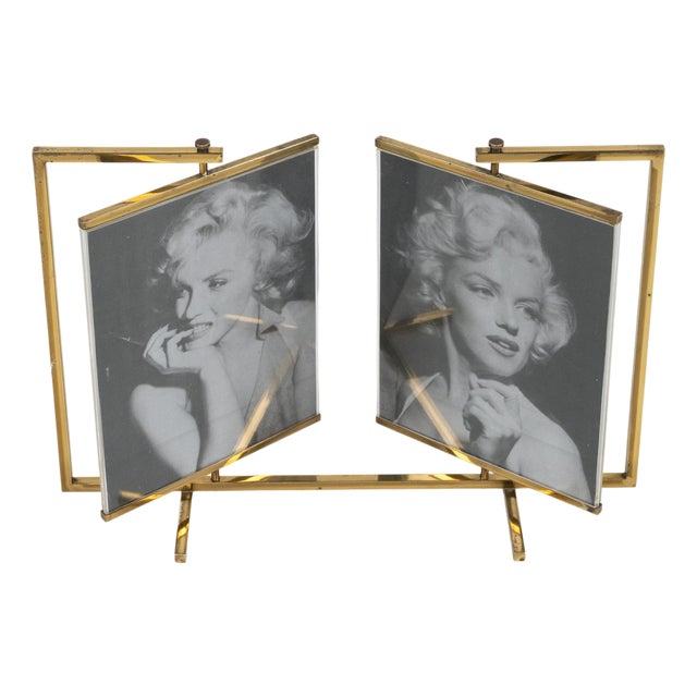 Mid-Century Modern Brass and Acrylic Swivel Picture Frame, 1950s For Sale