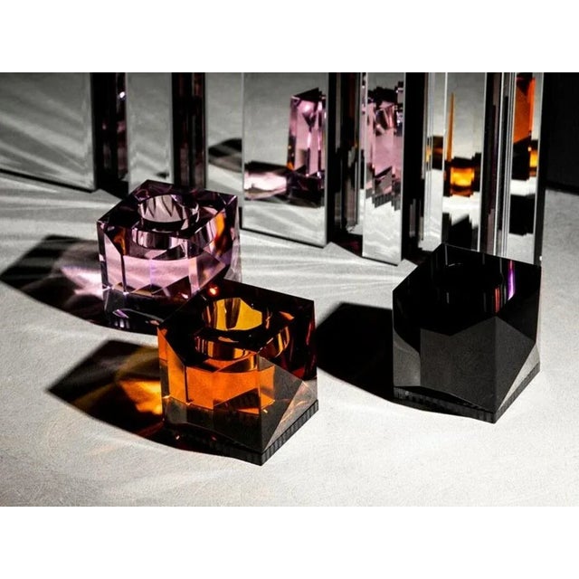 Contemporary Ophelia Amber Crystal T-Light Holder by Reflections Copenhagen For Sale - Image 3 of 4