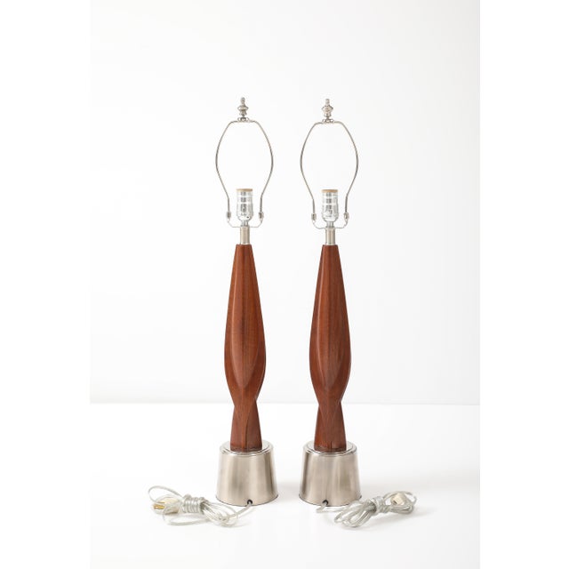 Mid-Century Modern 1960's Mid-Century Modern Chrome and Walnut Table Lamps by Laurel For Sale - Image 3 of 10