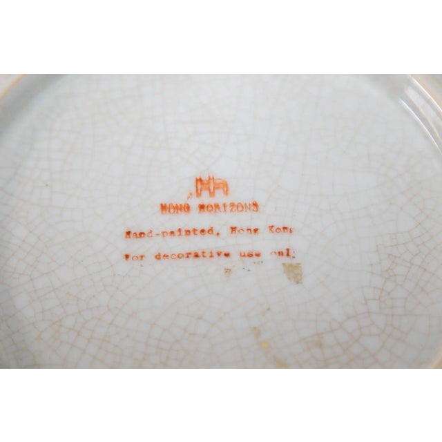 Vintage Famille Rose Porcelain Plate With Birds and Flowers Hand Painted Decor For Sale In Palm Springs - Image 6 of 11