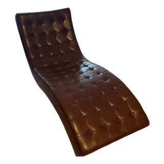 Roche Bobois “Dolce” Chaise in a Distressed Brown Having Aluminum Legs. For Sale