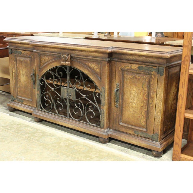 Accents of Salado Rustic Mediterranean Sideboard W/Scrolling Iron Doors For Sale - Image 4 of 7