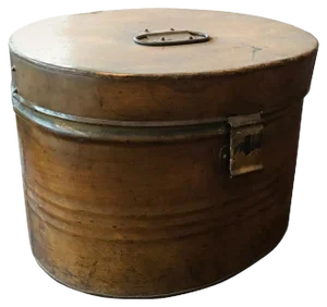 19th Century, Metal Hat Box in Trompe Loeil 1875