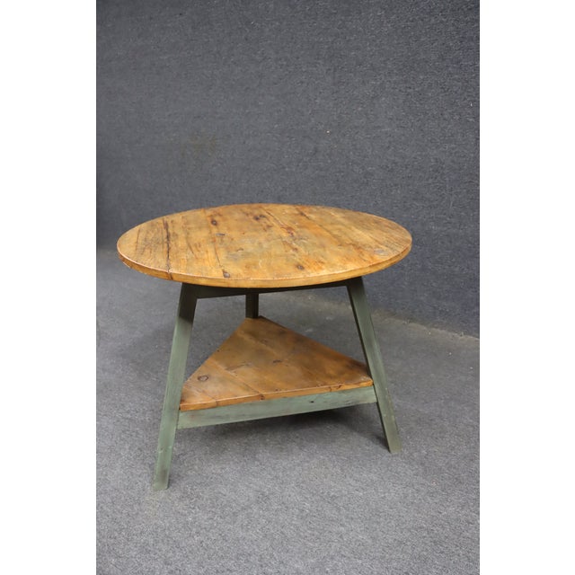 French Country Pine Coffee Table With Painted Trestle Base For Sale - Image 4 of 14