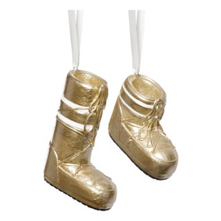 Après Ski Boot Holiday Ornaments in Gold, Assorted Set of 6 Pieces For Sale