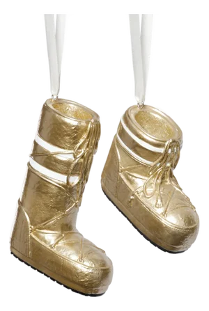 Après Ski Boot Holiday Ornaments in Gold, Assorted Set of 6 Pieces