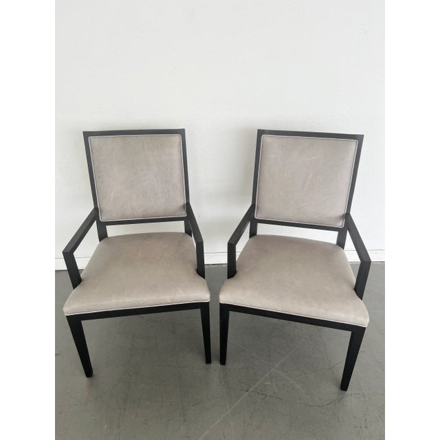 Restoration Hardware French Contemporary Leather Armchairs - Set of 2 For Sale - Image 9 of 9
