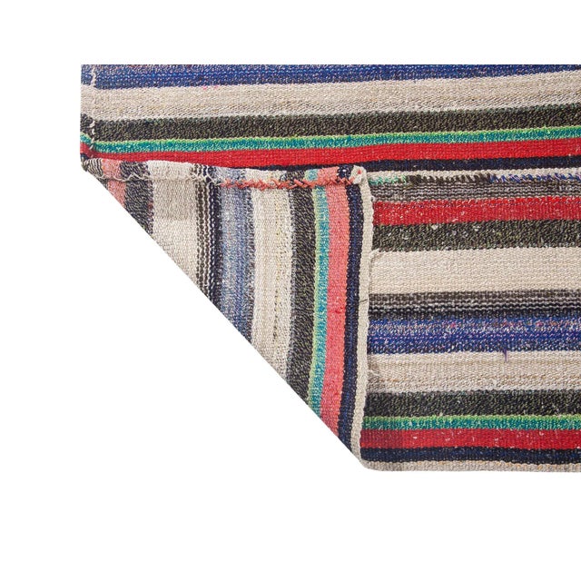 Mid 20th Century Striped Vintage Decorative Kilim Rug For Sale - Image 5 of 6