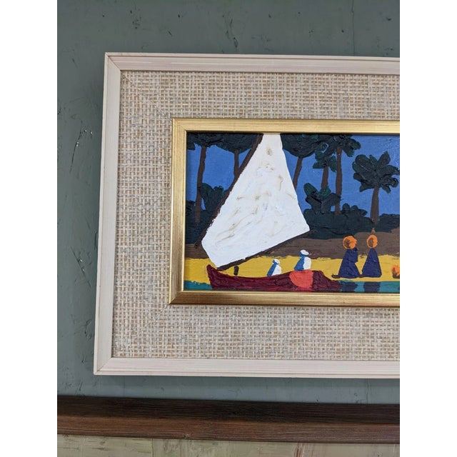 1960s Mid-Century Modern Swedish "Seaside" Vintage Coastal Landscape Oil Painting, Framed For Sale - Image 5 of 8
