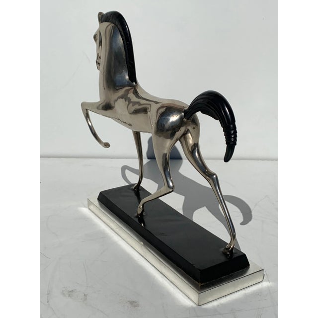 Art Deco Style Silvered Brass Etruscan Horse Sculpture For Sale - Image 12 of 13