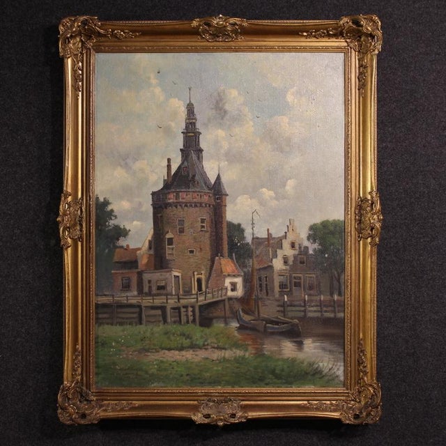 Dutch Artist, View of the City of Hoorn, 1950, Oil on Canvas For Sale - Image 15 of 15