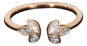 10k Rose Gold Bypass Ring With Round Diamond Accents - Size 6.5