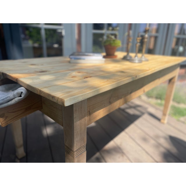 This charming, antique, large table has been sanded by us. The tabletop is made of new wood, which has also been sanded...