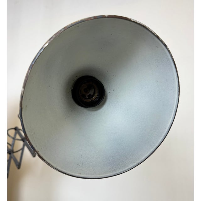 Dark Grey Industrial Scissor Wall Lamp from Elektroinstala, 1960s For Sale - Image 14 of 16