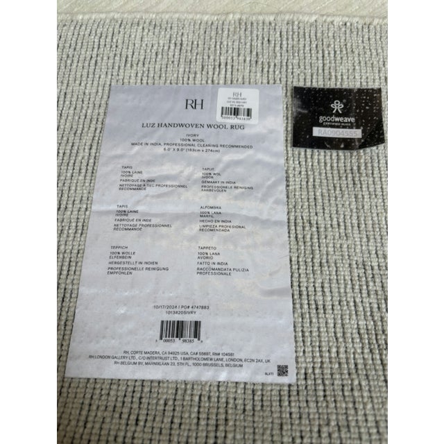Rh Luz Rug – 6' X 9' – Ivory – New Zealand Wool For Sale - Image 10 of 13