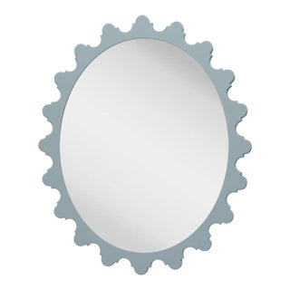 Fleur Home Garden District Magazine Oval Mirror in Parma Gray, 42x48 For Sale