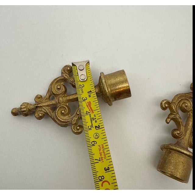 Vintage French Style Candelabra Pair of Finial Parts for Lamps, Curtains, Clocks For Sale - Image 9 of 12