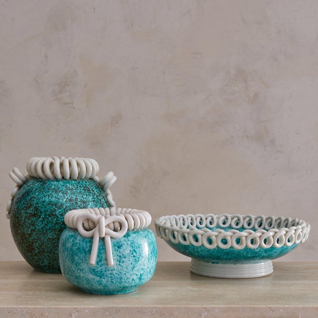 French Turquoise Ceramic Vase by Gustave Asch, 1940s For Sale - Image 11 of 18