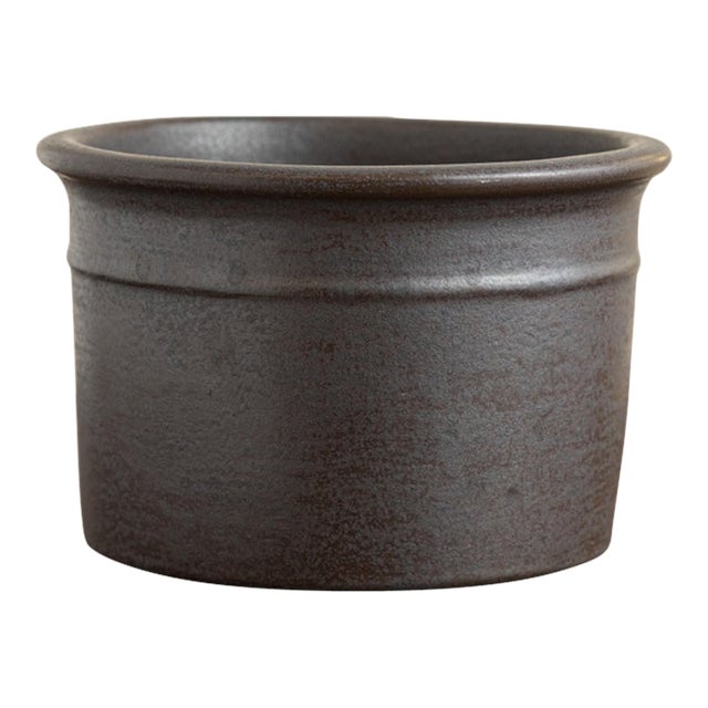 Vintage California Modern Brown Glazed Stoneware Planter, Architectural Pottery Style For Sale