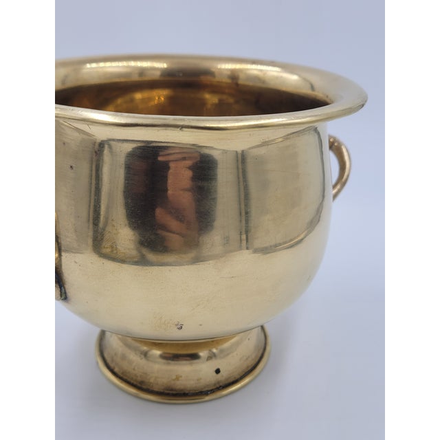 Vintage Carnat Hand-Polished Brass Footed Cachepot / Planter – Made in India For Sale - Image 9 of 12