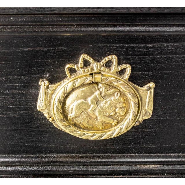 Wood French Louis XVI Style Black Wood Chest of Drawers, 1980s For Sale - Image 7 of 12