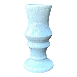 Vintage Speckled Blue Ceramic Vase For Sale