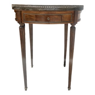 French 19th Century Louis XVI Mahogany Oval Bouillotte Marble Top Side Table For Sale