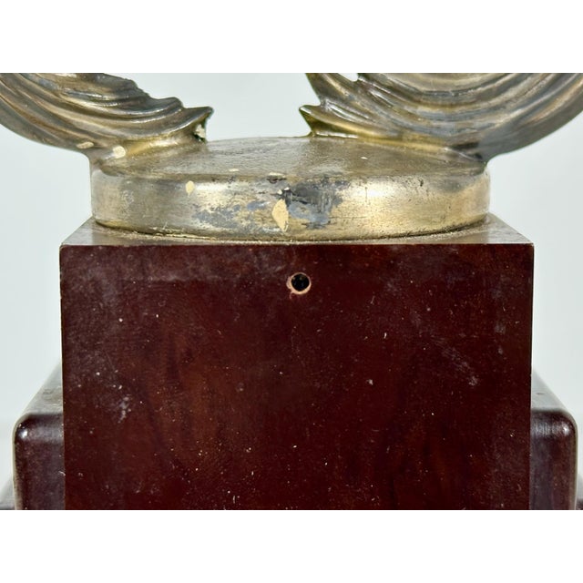 Black Early 20th Century Fighting Roosters Automobile Radiator Mascot Hood Ornament on Bakelite Trophy Base For Sale - Image 8 of 10
