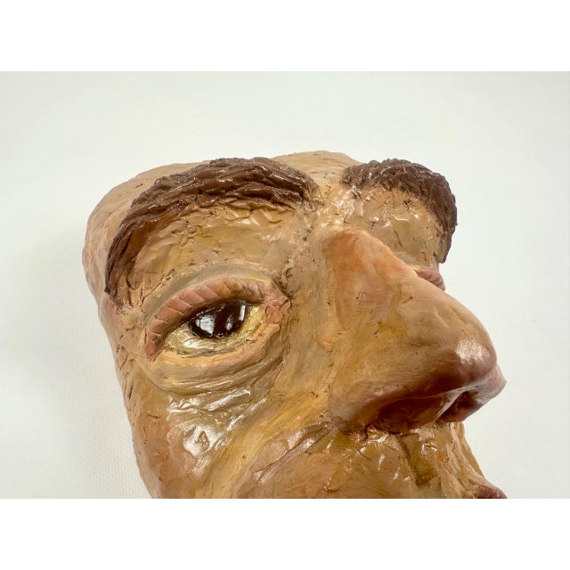 Brown Vintage Czech Art Mask, 1970s For Sale - Image 8 of 13