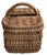 Vintage Wicker Handmade Buttocks Farmer's Harvest Basket With Removable Lid For Sale - Image 4 of 6