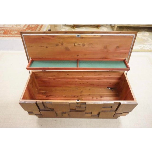Mid 20th Century Mid-Century Modern Lane Brutalist Staccato Walnut Cedar Chest Trunk Coffee Table For Sale - Image 5 of 5