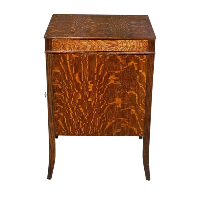 Antique Early 20th Century Tiger Oak Phonograph Music Cabinet by Edison For Sale - Image 9 of 10