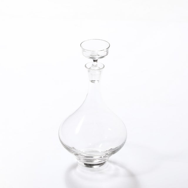 Mid-Century Modernist Sculptural Crystal Decanter With Basin Form Stopper For Sale - Image 9 of 16