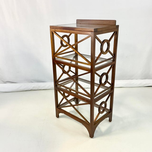1980s Vintage Hollywood Regency Contemporary Target Design Etagere Display Case, After McGuire For Sale - Image 13 of 16