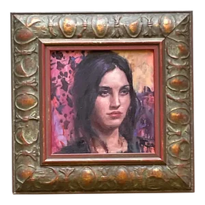 Vintage Boho Signed Original Oil Painting on Board of Woman