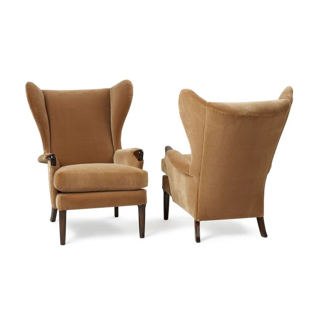Textile 1960s Honey Mohair Wing Armchair For Sale - Image 7 of 8