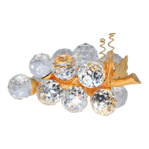 1980s Swarovski Crystal 15 Grapes Gold Stem & Leaf Sparkling Fruit Coll Pin Retired