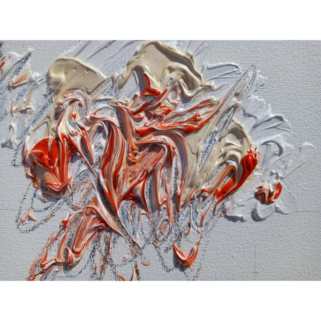 # 'Flower' #3 - High-End Framed Cy Twombly Style Minimalist Botanic Oil on Canvas For Sale - Image 4 of 10
